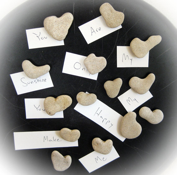 Heart Shaped Beach Stone Magnets