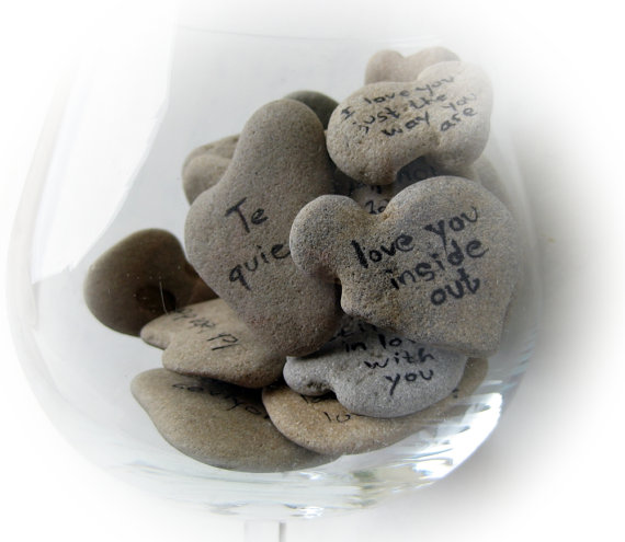 Heart Shaped Beach Stones With Valentines Day Message