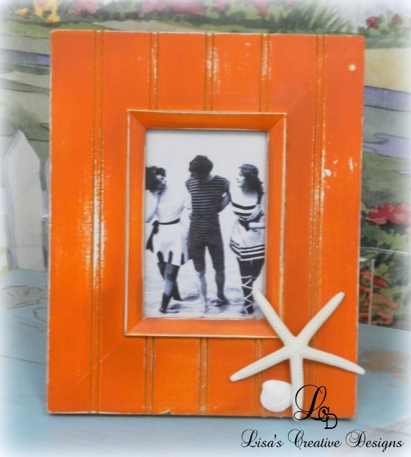 Orange beach decor picture frame