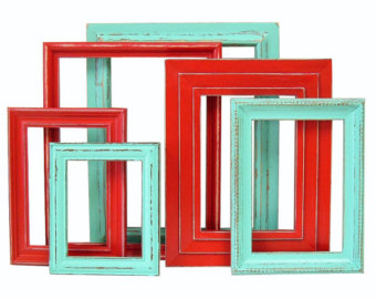 Red and turqois picture frames